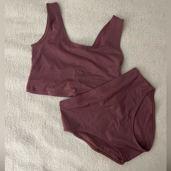 **SOLD** Simply Merino Swim Top Large & Swim Bottoms XL in Clay - Picture 2 of 5